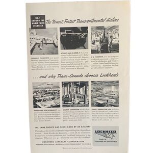 Vintage 1939 Lockheed Newest Fastest Transcontinental Ad Advertisement